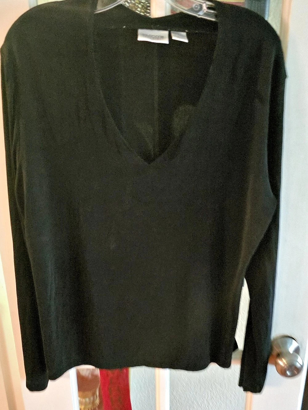 Chico's Travelers V-Neck Long Sleeve Top Black Size 3